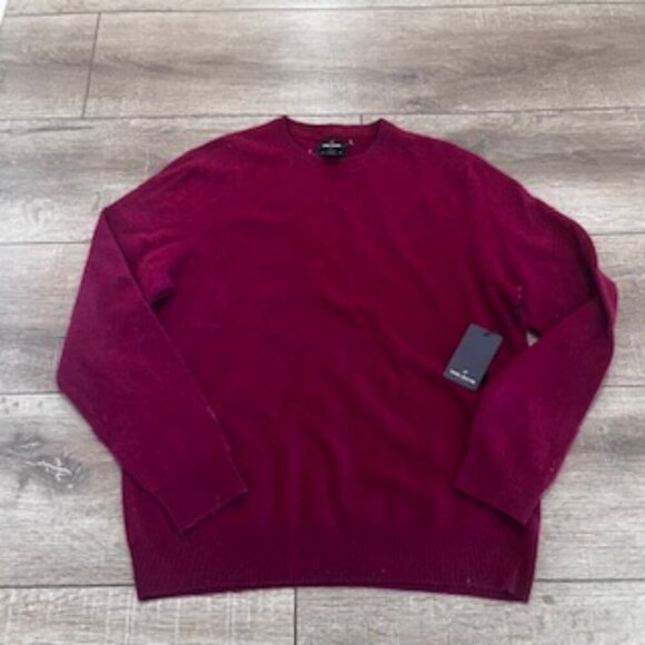 NEW Daniel Hechter Cashmere Burgundy Crew Neck Sweater Mens Size Large NWT - Picture 8 of 11